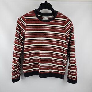Billy Reid Sweater Womens Small Multi Striped Crewneck Side Zips